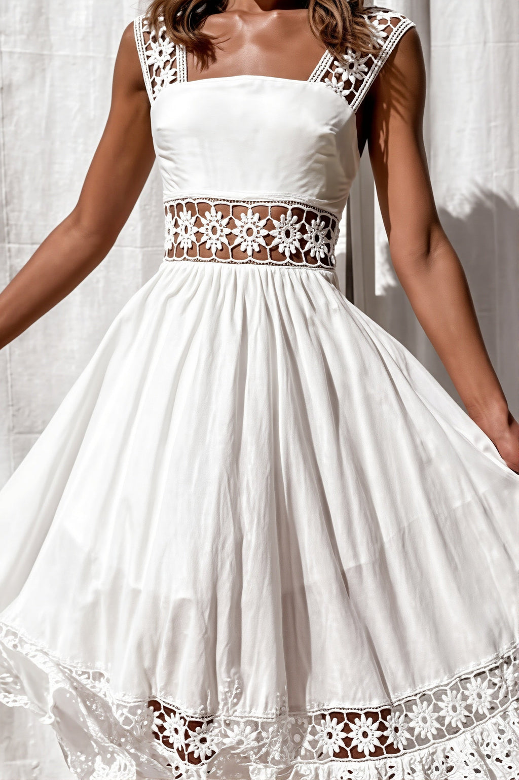 Lace Hollow Swing Long Boho Dress image 4
