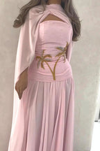 Elegant Chiffon Cape Beaded Maxi Dress image 5