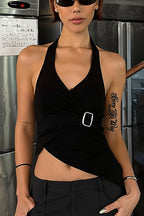 Cross V Neck Sleeveless Halter Top image 4