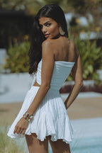 Solid Chiffon Bandeau Ruffle Skirt Set image 5