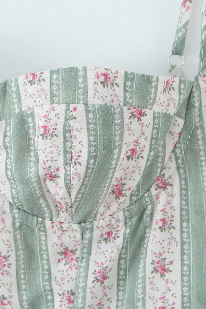 Fresh Floral Striped Cami Midi Dress image 6