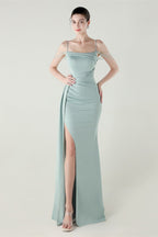 Satin Spaghetti Strap Mermaid Party Dress image 2