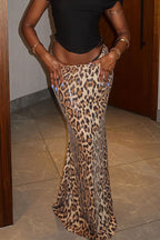 Leopard Sequin Double Layer Stretch Skirt image 1