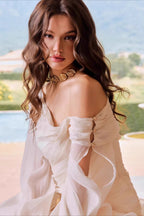 One Shoulder Ruffle Ruched Tulle Reception Dress image 3