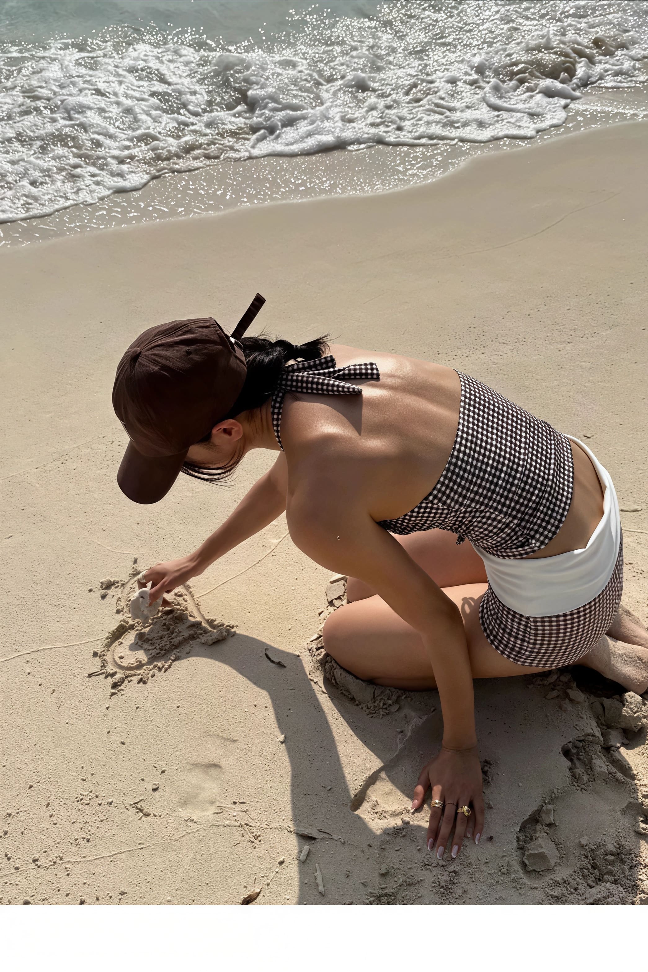 Plaid V Neck Backless Two Piece Swim Set image 5