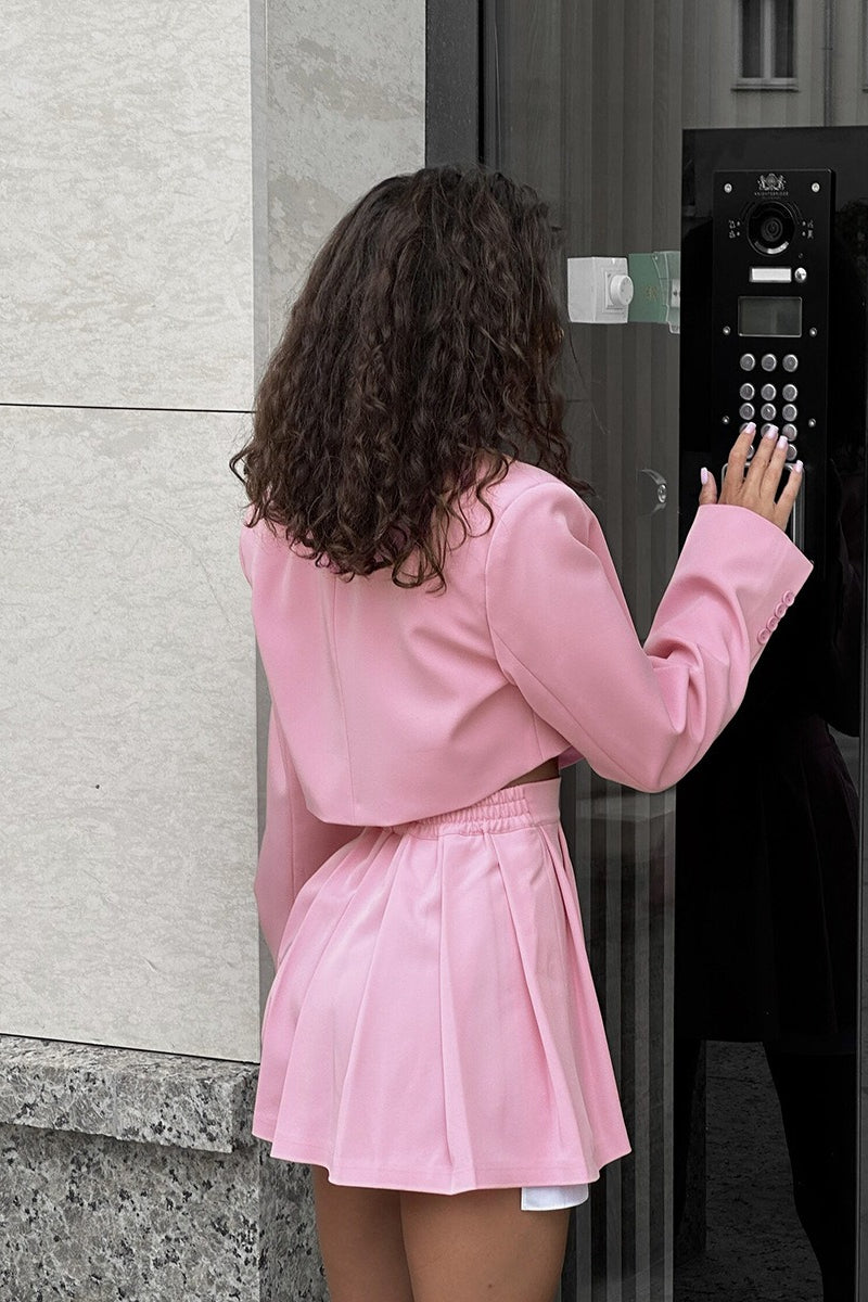 Mini Skirt with Lapel Blazer Two Piece Set image 7