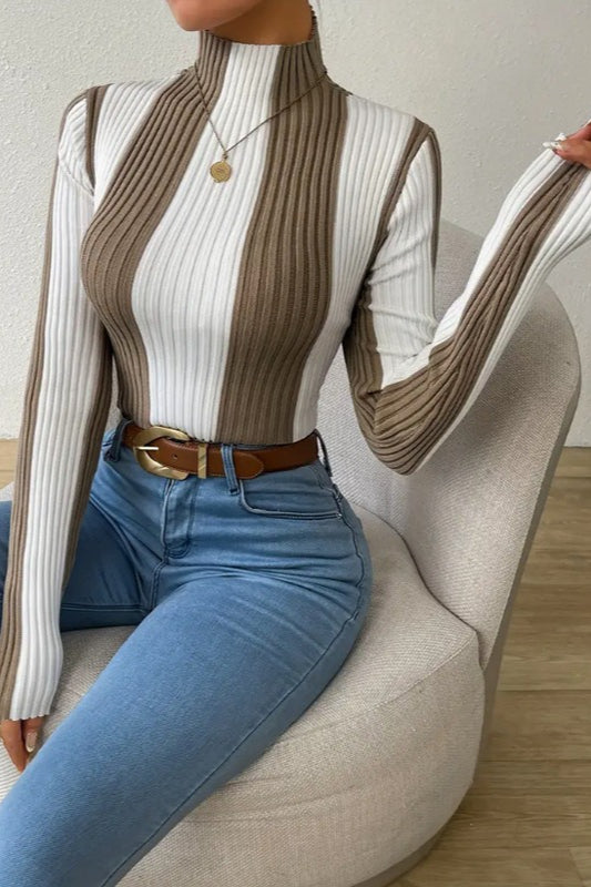 Classic Black White Vertical Stripe Knit Top image 4