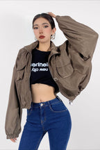 Cropped Cargo High Neck Coat image 3