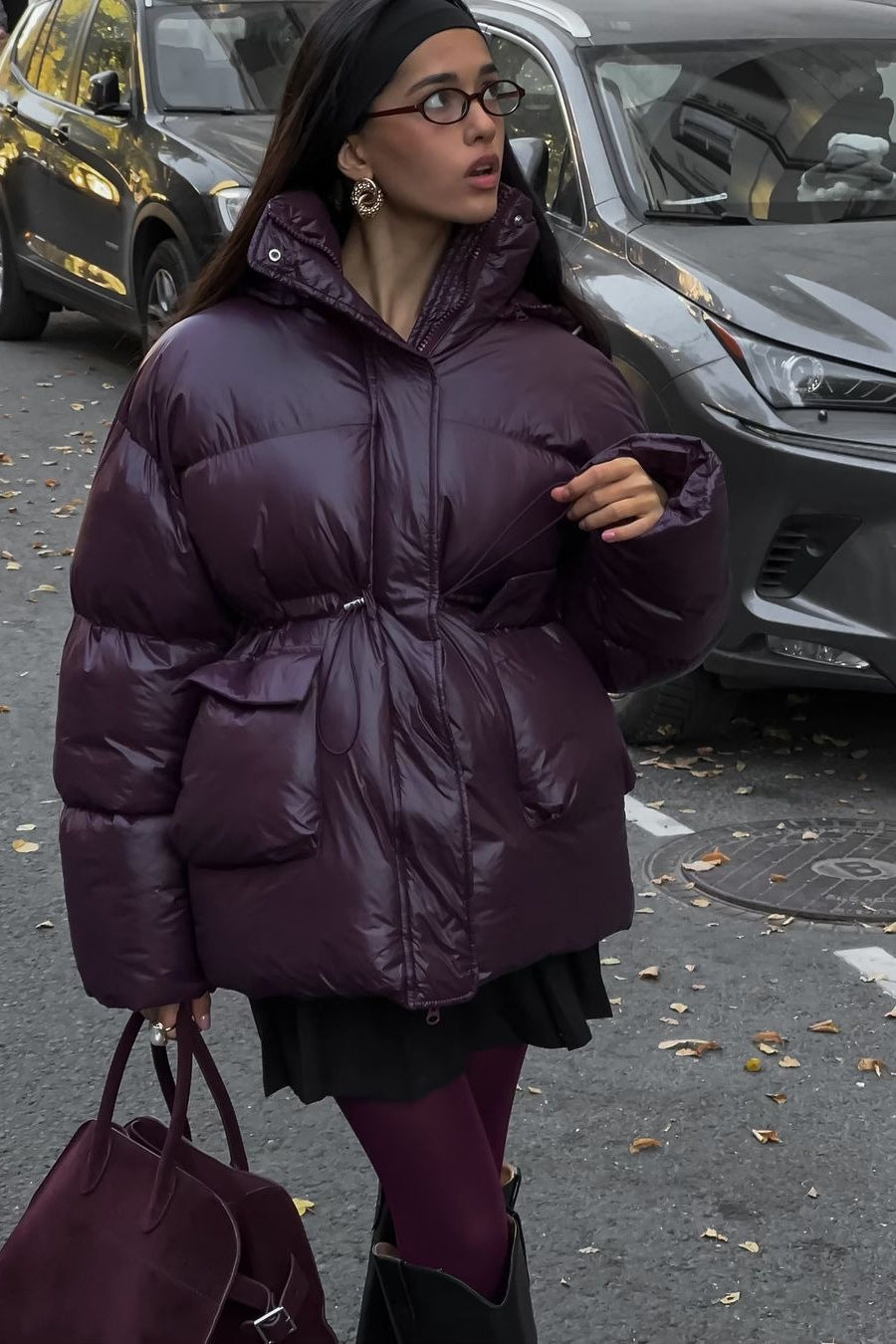 Solid Color Zipped Hooded Puffer Jacket image 6