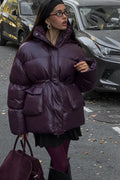 Solid Color Zipped Hooded Puffer Jacket image 6