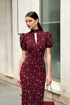Elegant Floral Deep V Bodycon Maxi Dress image 2