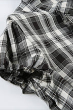 British Plaid Ruffled V Neck Puff Sleeve Blouse image 12