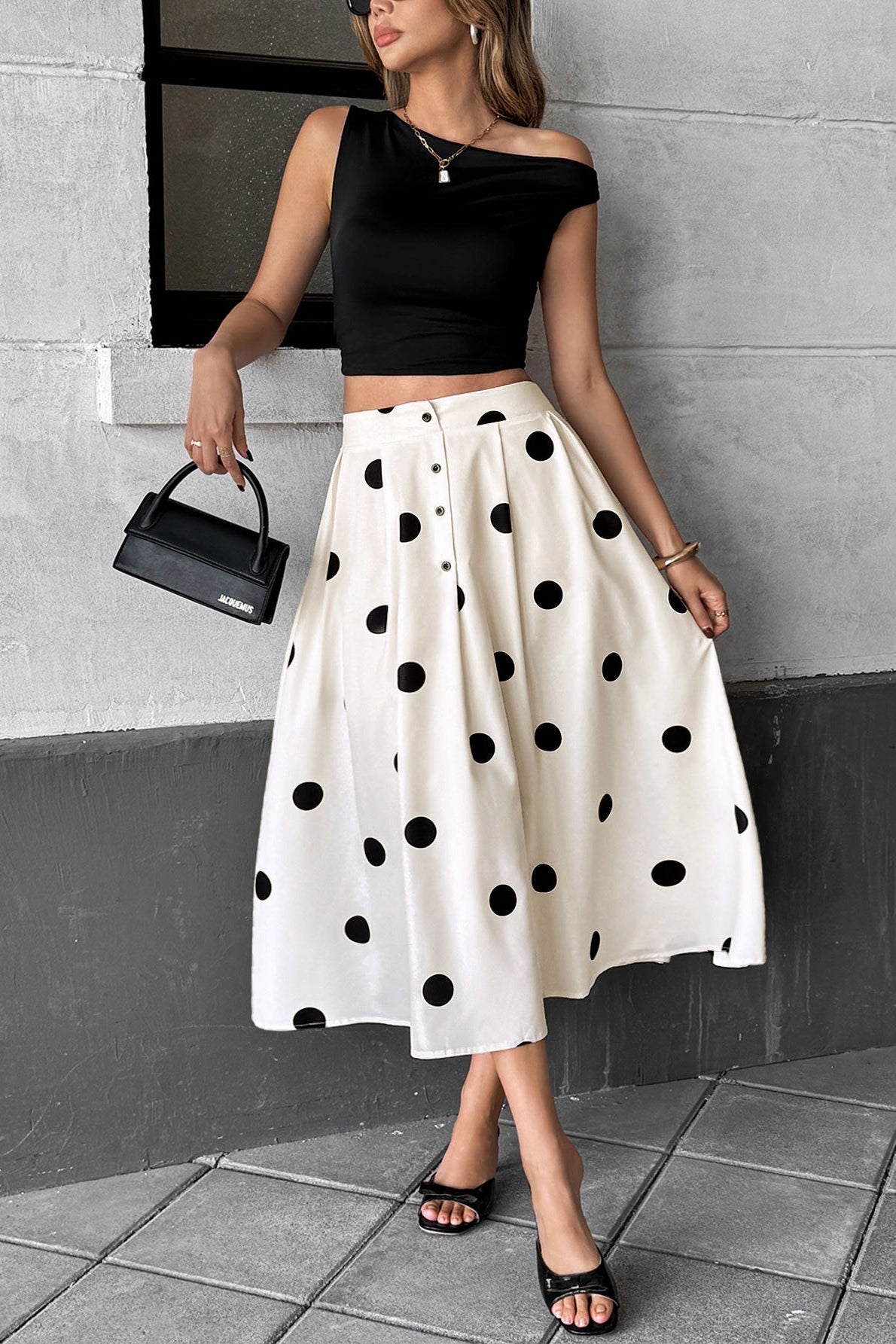 Polka Dot Elastic Waist Skirt image 3