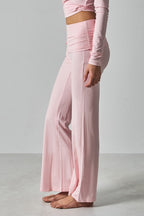 Solid Fitted Foldover Soft Pants image 8
