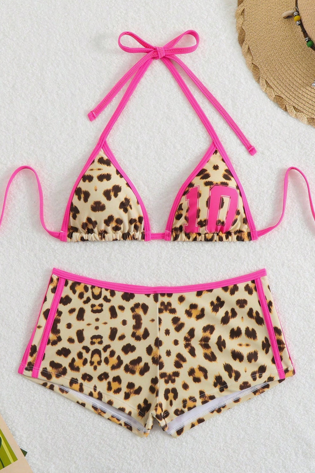 Color Block Leopard Hip Bikini Set image 4
