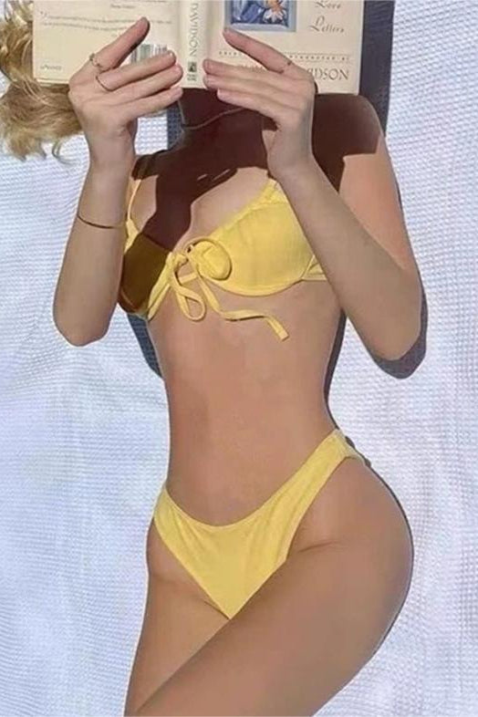 Solid Tie Triangle Bikini Set image 2