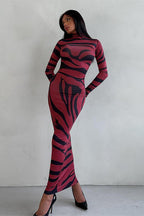 Animal Print Mock Neck Bodycon Maxi Dress image 1