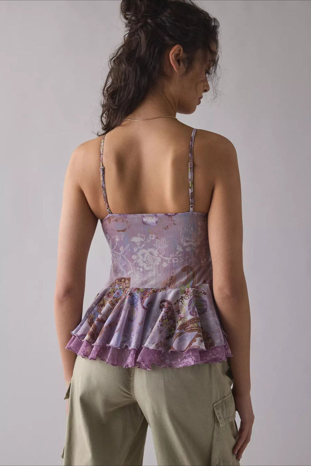 Retro Lace Mesh Splice Floral Cami Top image 6
