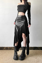 Edgy Ruffle Paneled Asymmetrical Skirt image 4