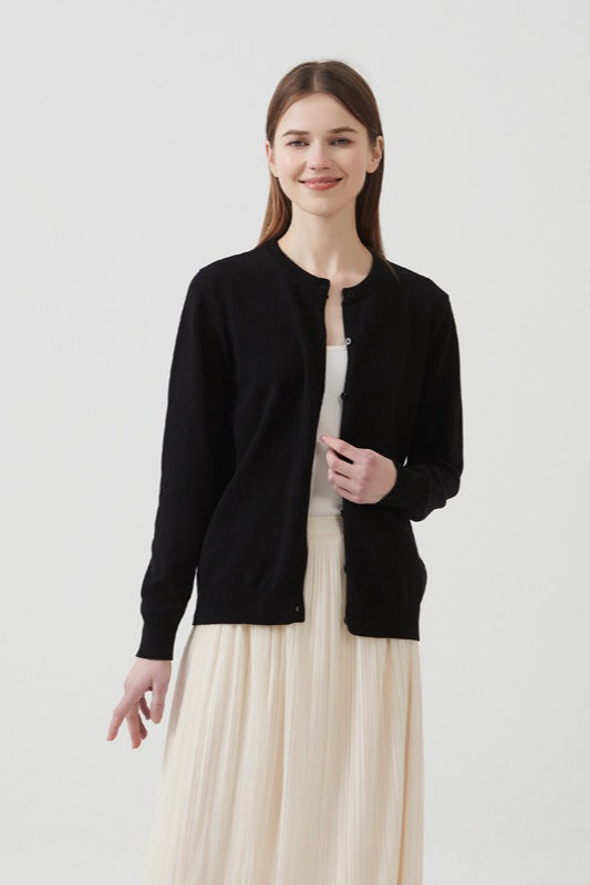 Cotton Crew-Neck Lightweight Knit Outerwear Cardigan image 6