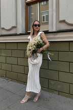 Ruffled Knit Backless V-Neck Boho Dress image 3