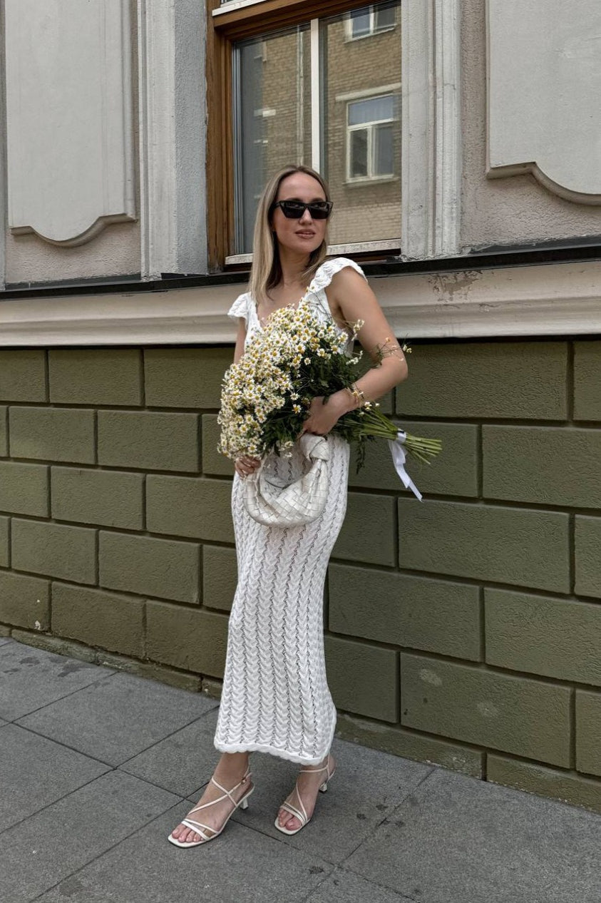 Ruffled Knit Backless V-Neck Boho Dress image 3