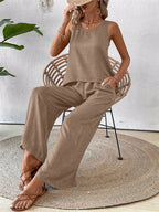 Camille Wide Leg Set detail view styled for Avrienne
