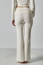 Solid Fitted Foldover Soft Pants image 4