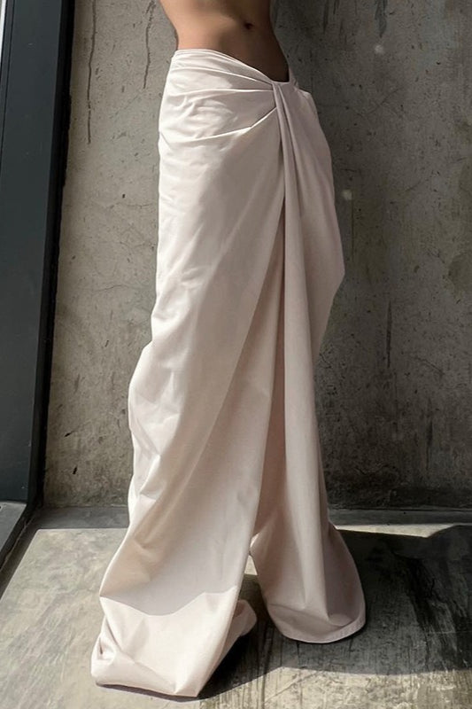 Asymmetrical Twist Solid Wide Leg Pants image 4