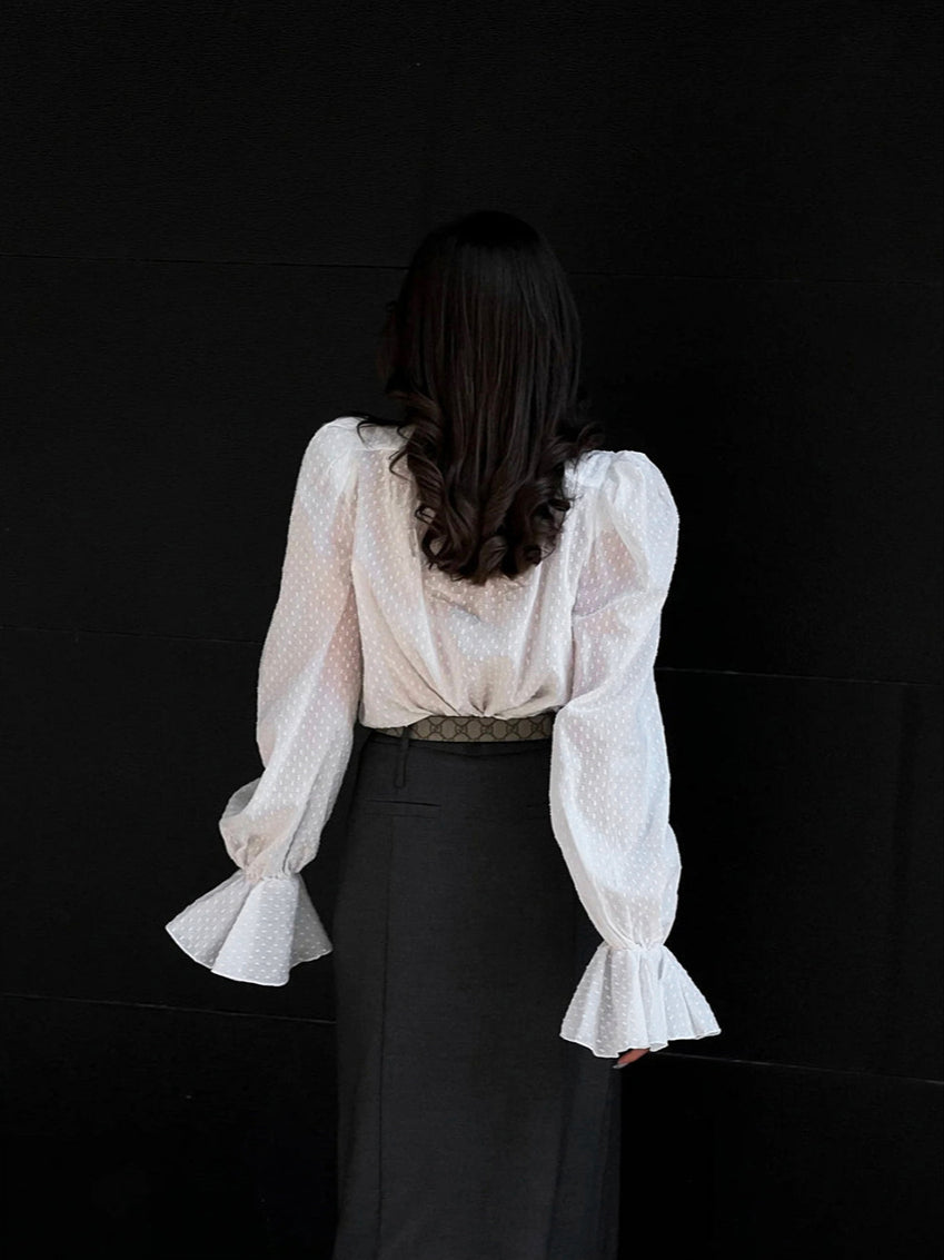 Jacquard Puff Sleeve Blouse image 3