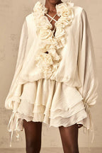 Loose Fit Folded Ruffle Boho Dress image 17