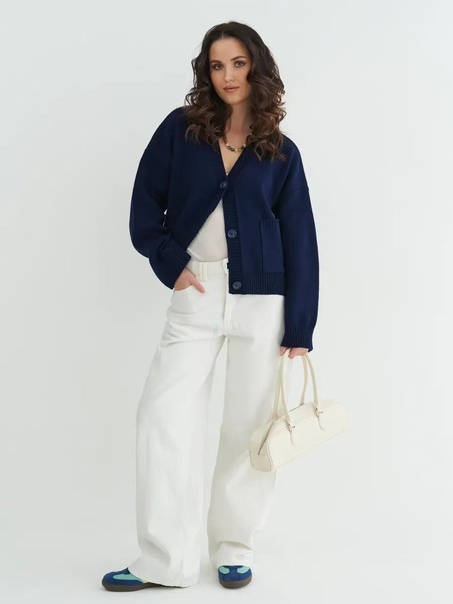 V-Neck Pocket Knit Cardigan image 21