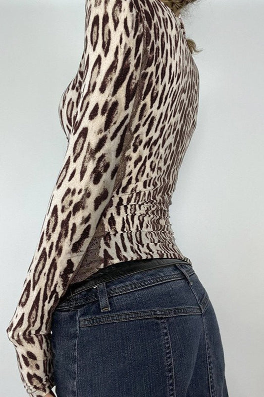 Deep V Neck Leopard Tee Blouse image 3