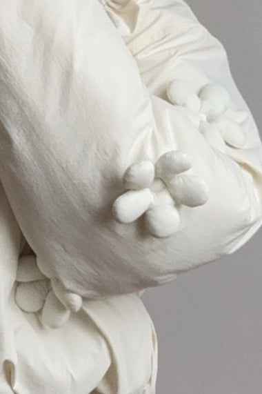 3D Floral Cropped Hooded Puffer Jacket image 4