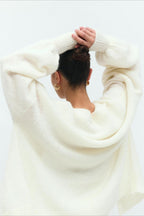 V-Neck Mohair Lace Bell Sleeve Cardigan image 7