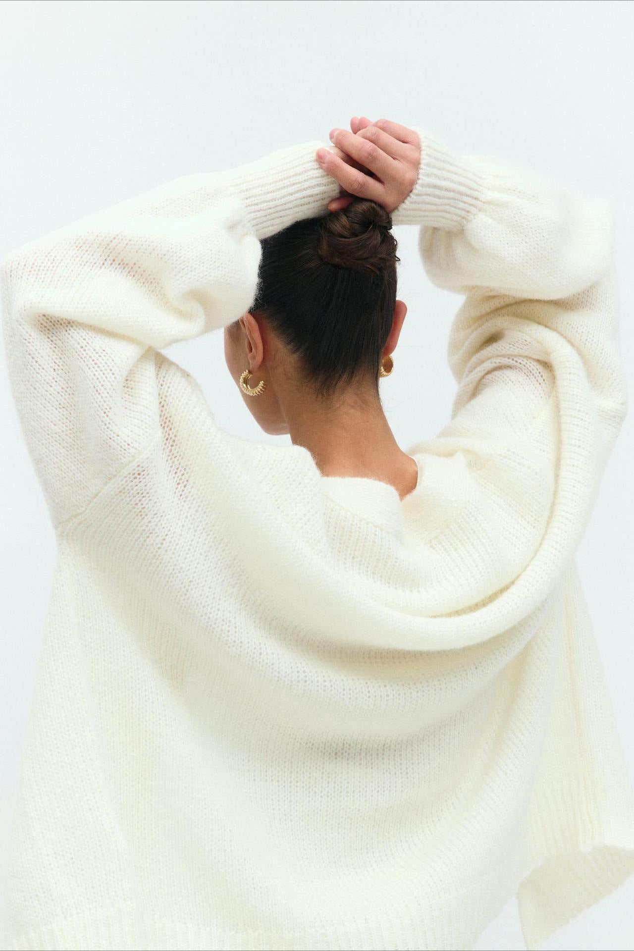 V-Neck Mohair Lace Bell Sleeve Cardigan image 7