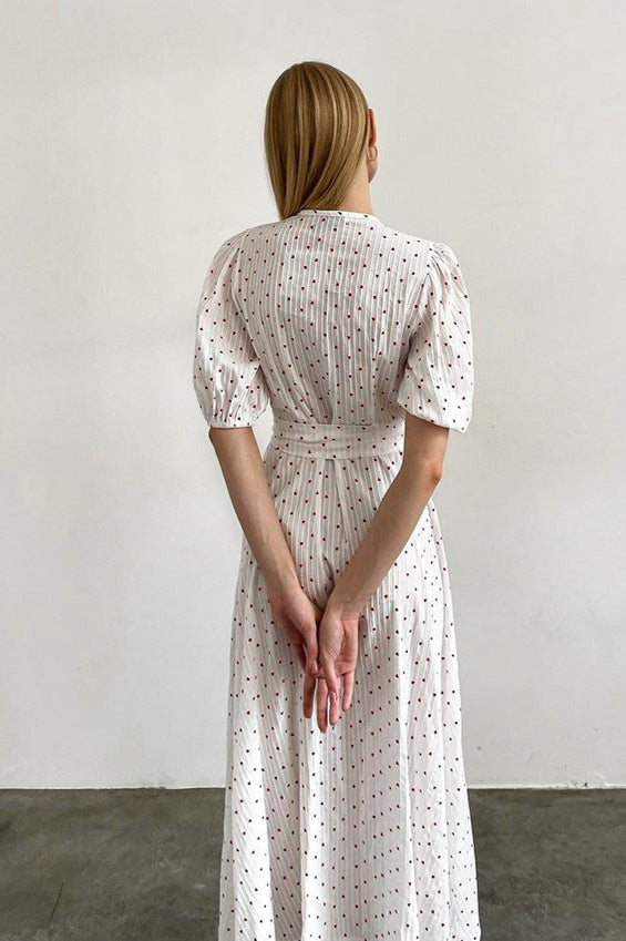 Cotton Heart Print V-Neck Wrap Maxi Dress image 4