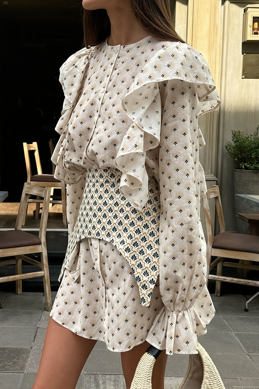 Ruffled Flare Sleeve Printed Mini Dress image 3