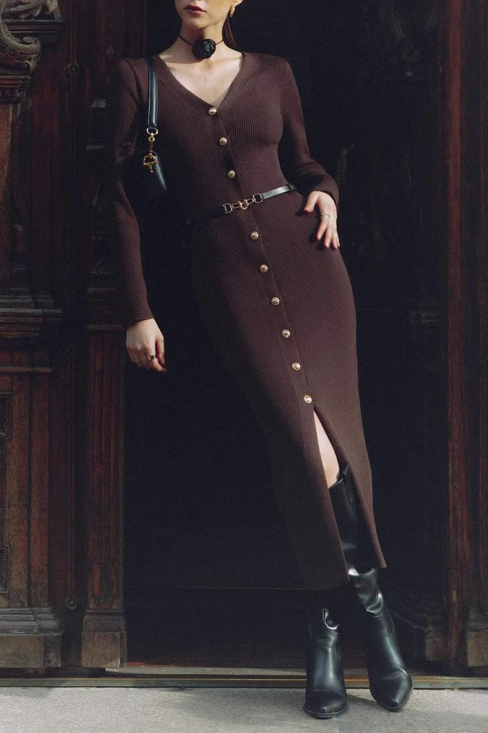 Long Sleeve Button Sweater Dress image 13