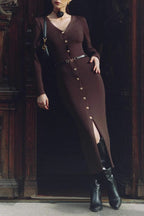 Long Sleeve Button Sweater Dress image 13