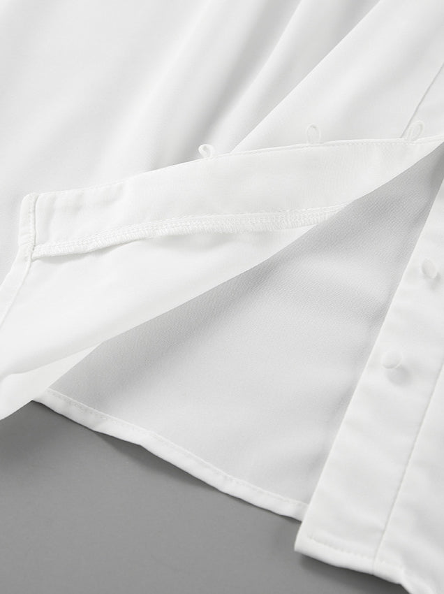 Puff Sleeve Stand Collar White Blouse image 14