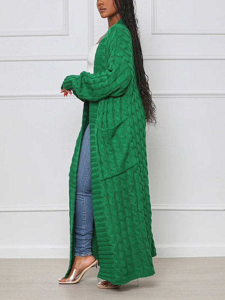 Knitted Solid Graceful Open Front Cardigan image 3