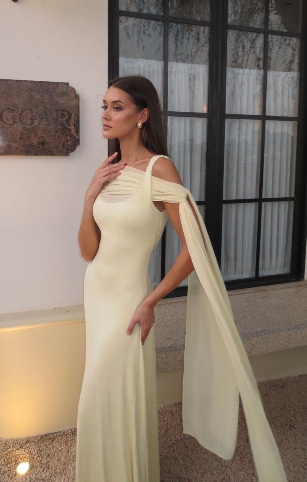 Elegant Solid Sash Shawl Cami Maxi Dress image 3