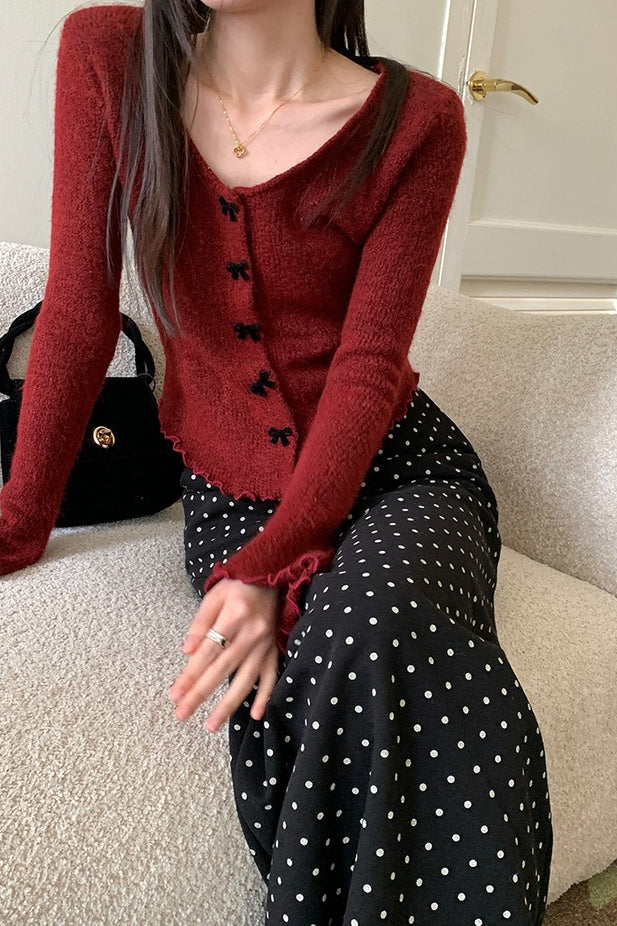 High Waist Polka Dot Back Slit Skirt image 11