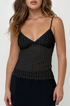 Casual Solid Lace Splice Slim Cami Top image 5