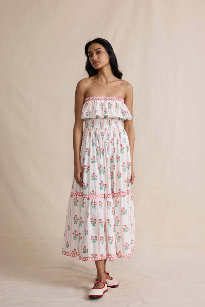Floral Print Ruffled Trim Boho Dress image 2