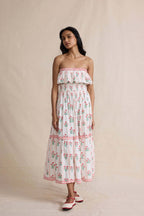 Floral Print Ruffled Trim Boho Dress image 2