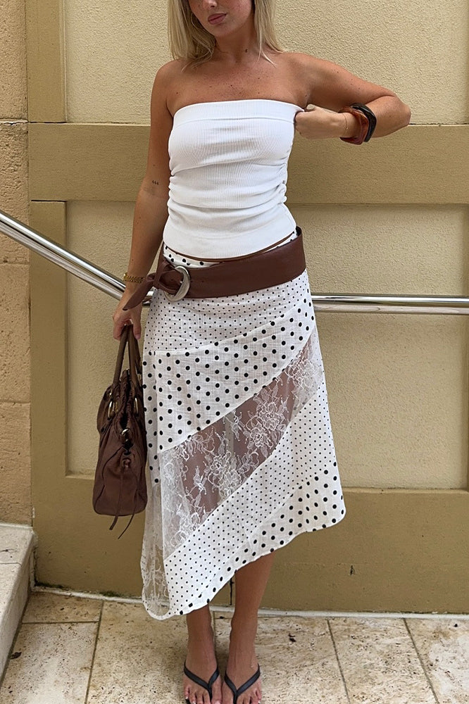 Polka Dot Lace Asymmetrical Maxi Skirt image 4