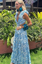 Ruffle Trim Deep V Floral Dress image 7