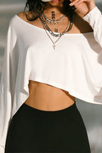 Asym Neck Loose Cropped Blouse image 3